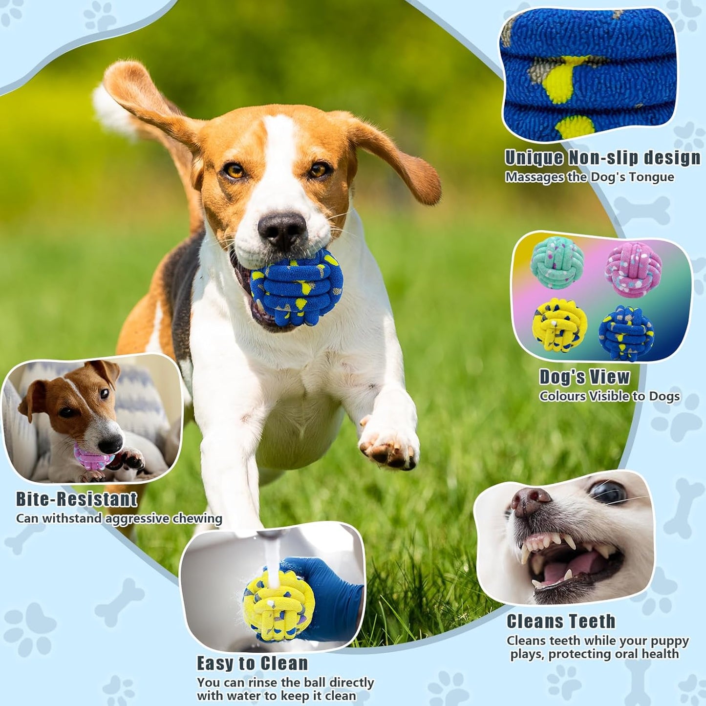 Dog Balls Tennis Ball Toys Dog Toy for Aggressive Chewers Indestructible Teething Chew Toys Water Toy Fetch Ball for Dogs (4 Pack)
