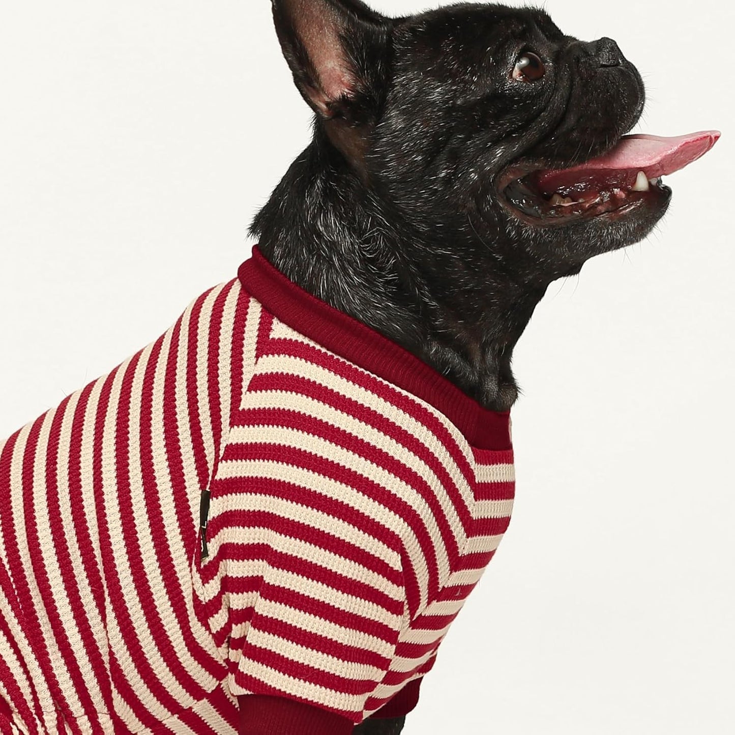 Fitwarm Red and White Striped Dog Pajamas, Waffle Dog Clothes for Small Dogs Girl Boy, Puppy Onesie with Feet, Pet Christmas Outfit, Medium