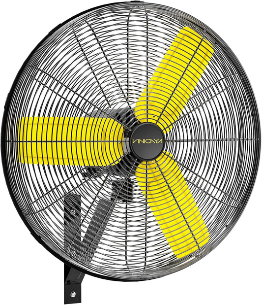24 Inch Industrial Wall Fan Oscillating, 7800 CFM Commercial Metal Wall Mount Fans with Poweful Motor, 3 Speed, Heavy Duty Indoor for Warehouse, Workshops, and Garage, UL Listed