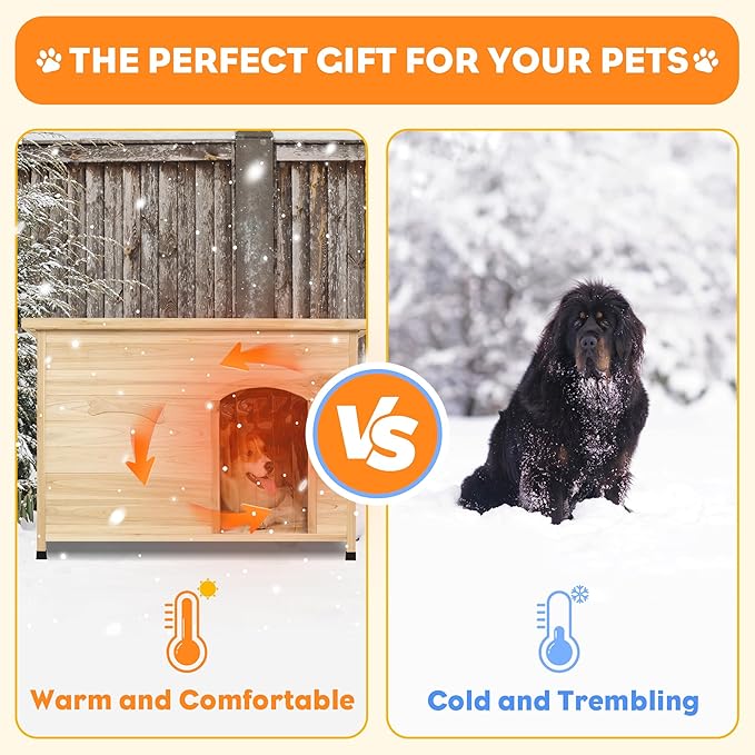 Large Solid Wooden Dog House,Suitable for Both Indoor and Outdoor, Suitable for Large Dogs and Animals of The Following Size, Easy to Clean,Can DIY,45.75" W x 31.25" D x 32.5" H