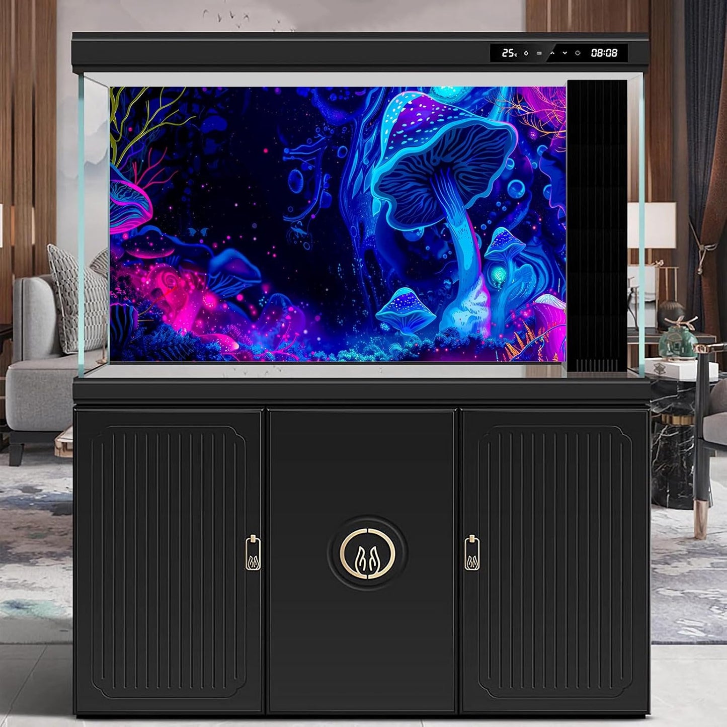 Fantasy Mushroom Forest Aquarium Background Abstract Cartoon Mushroom Reptile Tank Backgrounds Vibrant Jungle Mushrooms Theme Fish Tank Background Magic Mushrooms Reptile Enclosure Backgrounds 72x16in