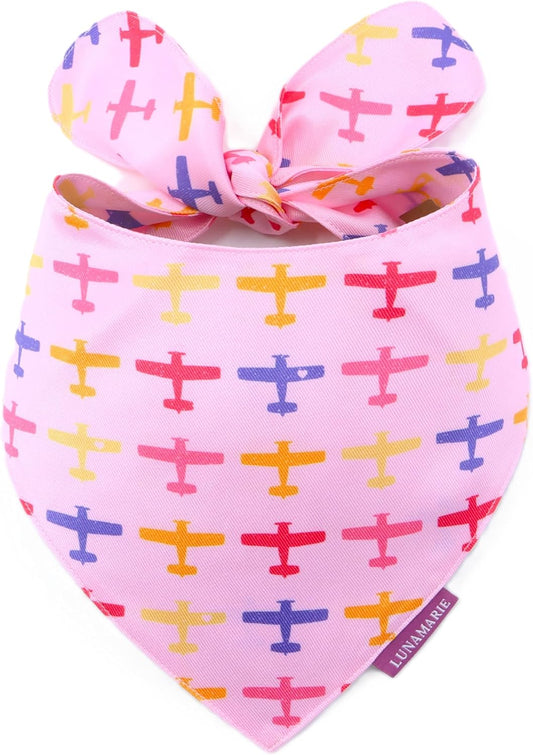 LunaMarie - Luxury Pet Birthday Bandanas -Premium & Silky Poly Fabric | 100% Handmade | Custom Shape Dual Layered (Aviator Glam, X-Small)