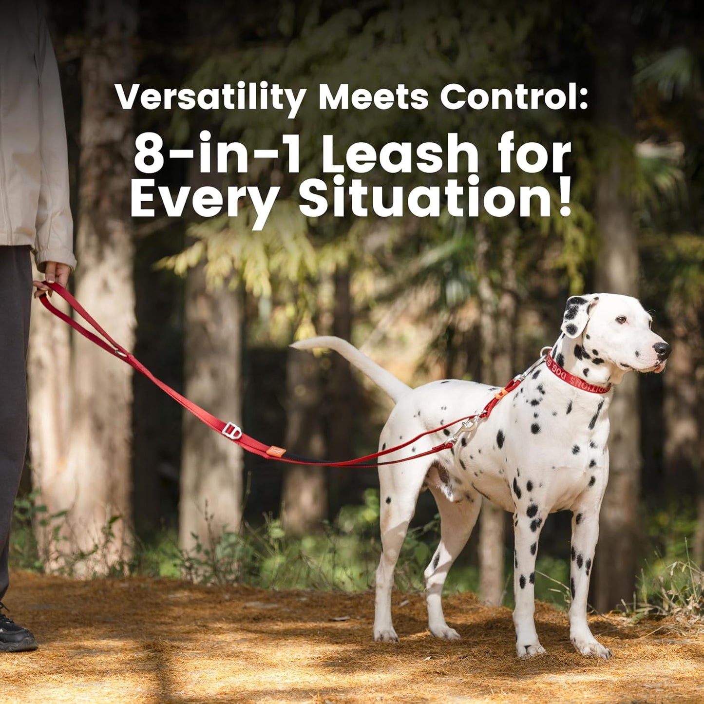 HOWGO 8-in-1 Multifunctional Hands Free Dog Training Leash with Padded Handle, 8.5 FT Nylon Adjustable Length, Lightweight Aviation Aluminum, Crossbody Waist Leash for Puppy Medium Large Dogs (Green)