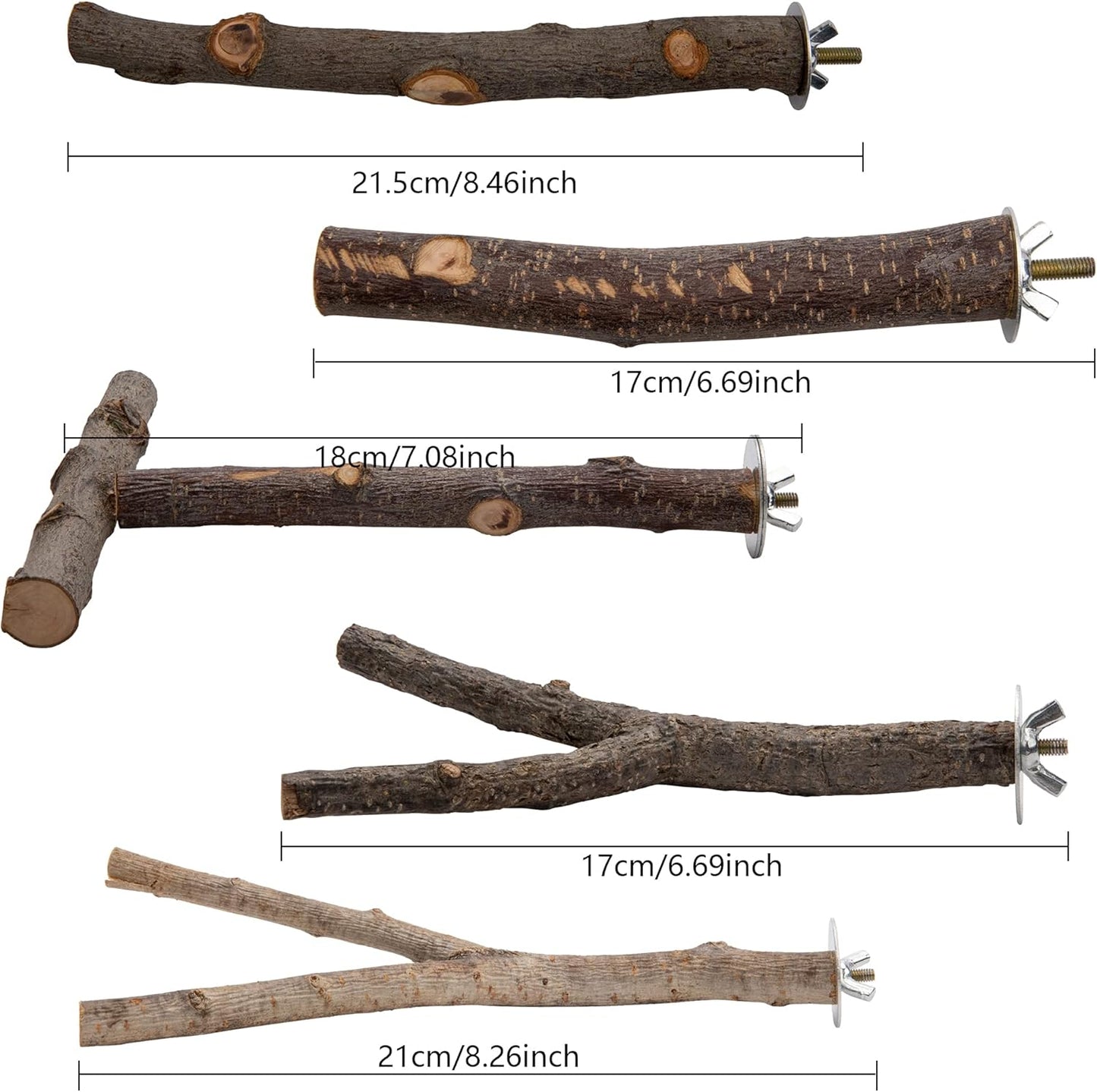 EBaokuup 5PCS Natural Wood Bird Perches for Parrot - Wooden Bird Parrot Stand Branches Parakeet Cage Perch Accessories for Small Birds Budgies Cockatiels Conure Lovebirds