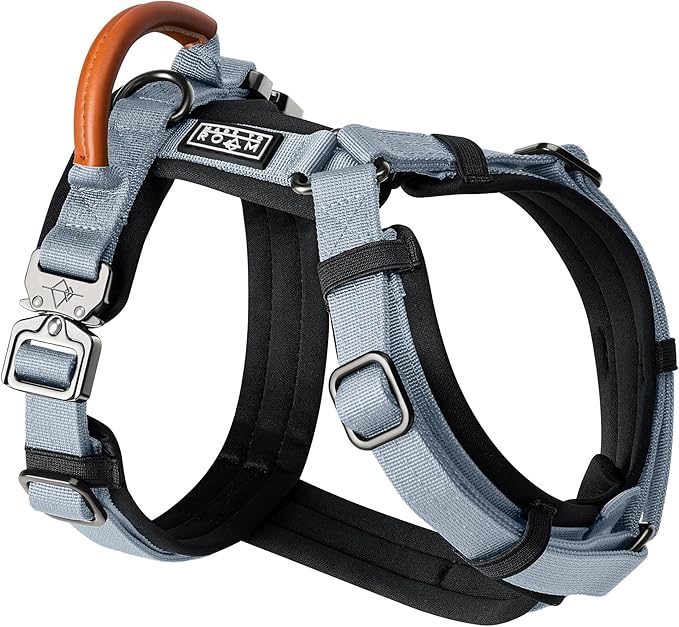 MADE TO ROAM Premium Explorer Harness - Y-Shaped Dog Harness with Adjustable Durable Nylon, Soft Padding, Metal Buckles and Leather Handle for Small, Medium, Large Dogs (Virginia Mountains, Size 5)