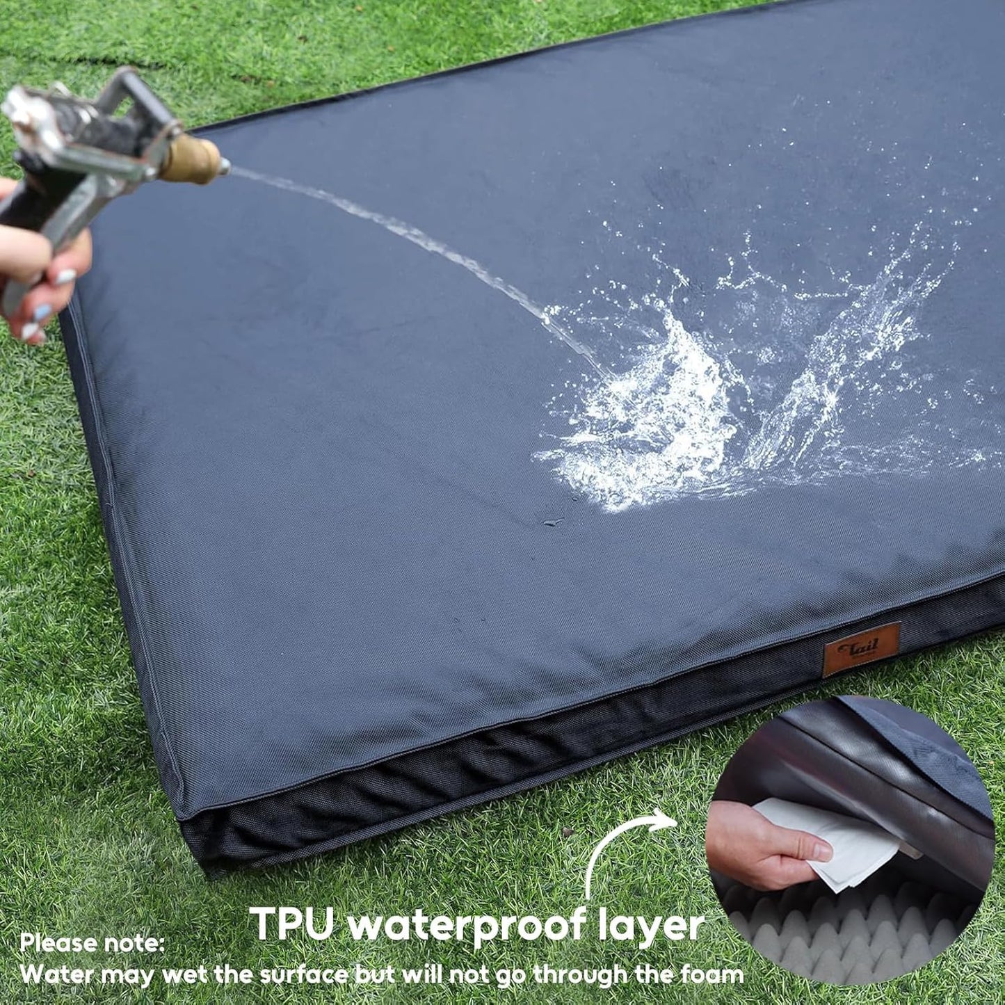 Outdoor Waterproof Dog Bed, Dog Bed for Medium Dogs, Orthopedic Egg Foam Pet Bed with Washable and Removable Oxford Cooling Cover, Navy