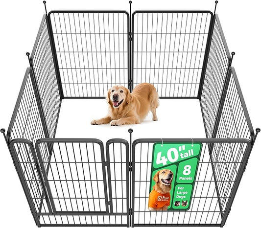 FXW Rollick Unleashed Dog Playpen for Indoor, Yard, RV Camping, 40 inch 8 Panels for Medium and Large Dogs, Black│Patented