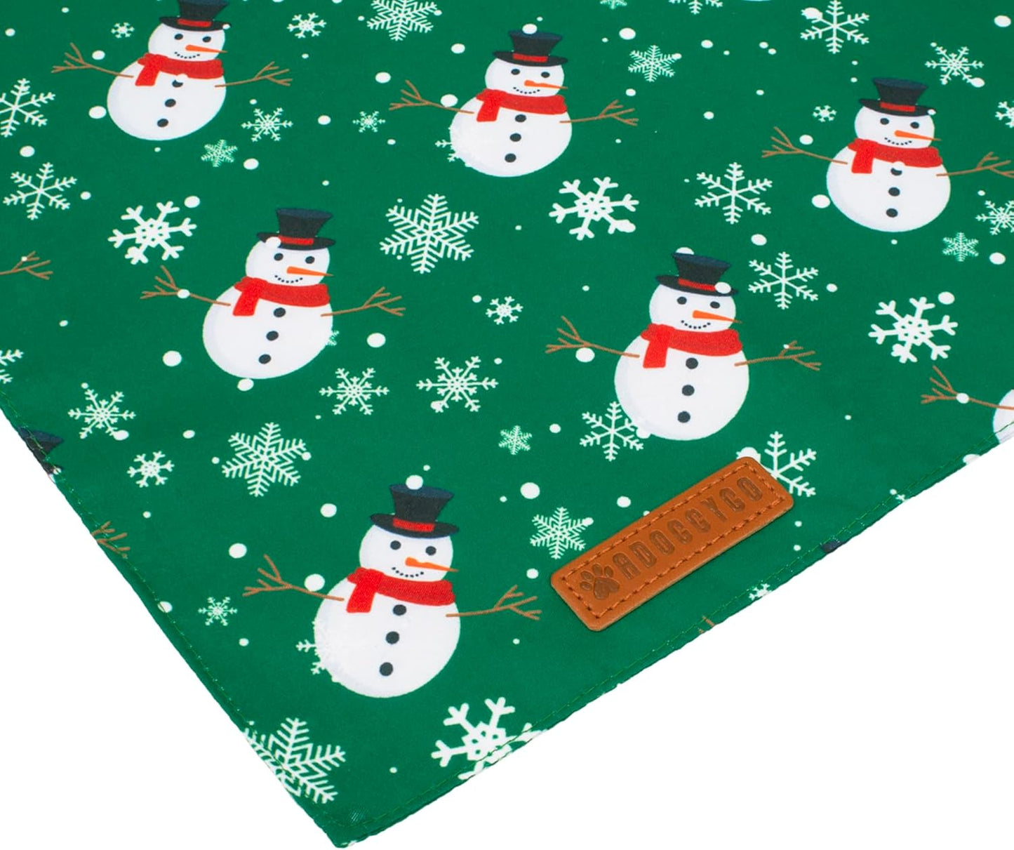 ADOGGYGO Christmas Dog Bandanas, Snowman Santa Xmas Pet Scarf, Multi Size Offered, Red Green Christmas Bandana for Medium Large Dogs Pets (Large)