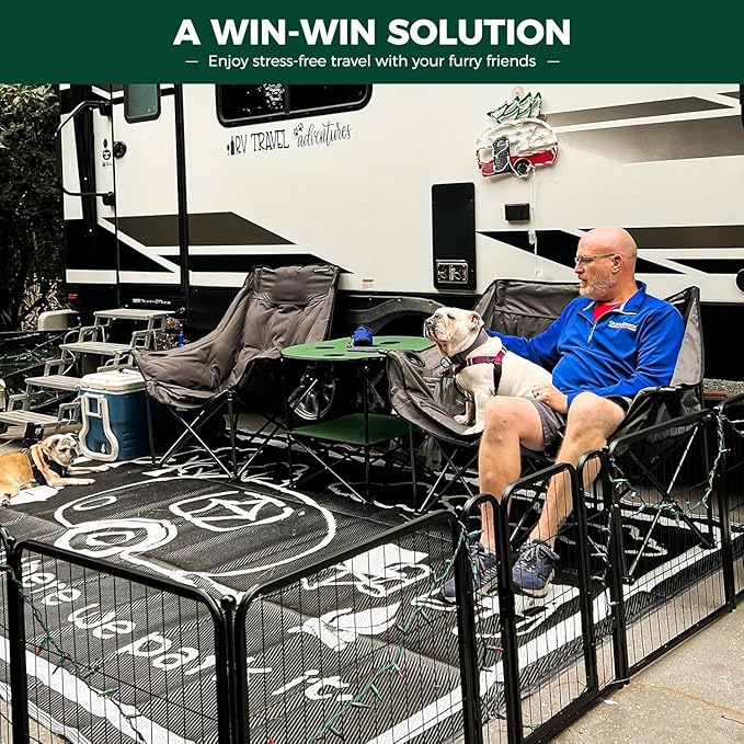 FXW Rollick Unleashed Dog Playpen for Indoor, Yard, RV Camping, 24 inch 16 Panels for Small and Puppy Dogs, Black│Patented