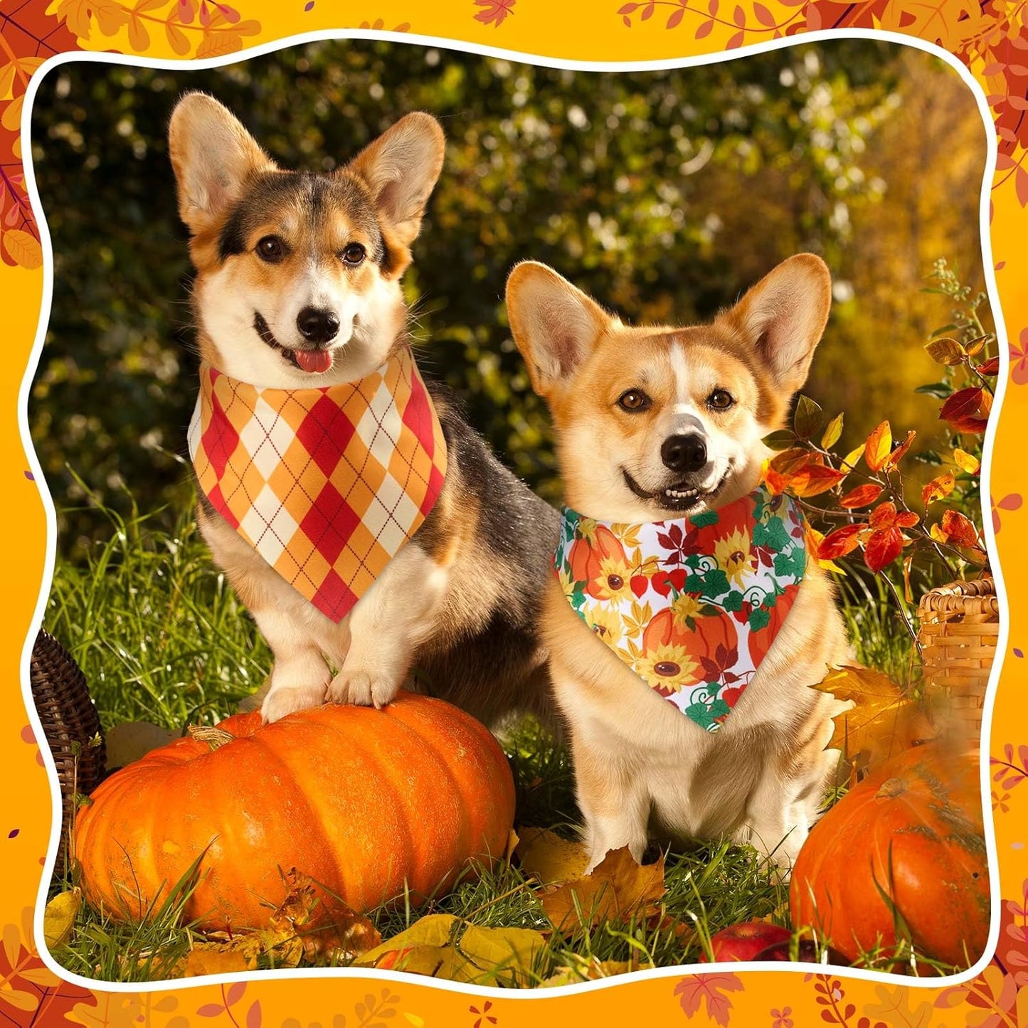 Sanwuta 120 Pcs Fall Thanksgiving Dog Bandanas Bulk, Dog Scarves for Small Medium Large Dogs Cats, Adjustable Triangle Pet Bandanas with Pumpkin Maple Leaf Plaid Prints for Autumn Party Decoration