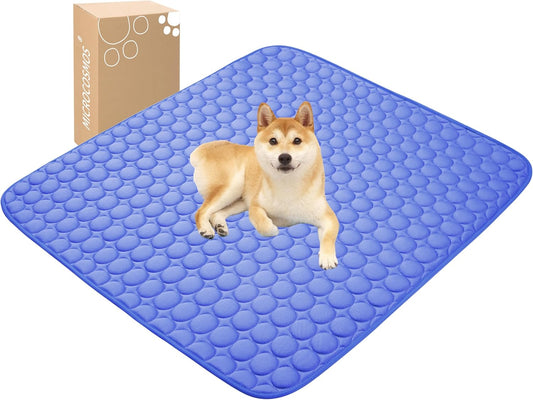 MICROCOSMOS Summer Cooling Mat & Sleeping Pad- Water Absorption Top, Materials Safe, Easy Carry, EZ Clean. Keep Cooling for Pets, Kids and Adults.(Navy Blue, 48" x48")