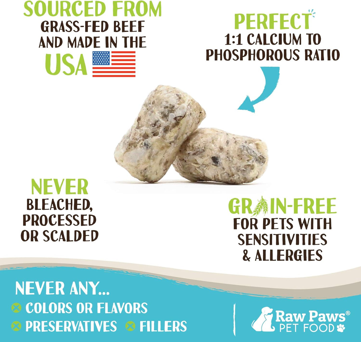 Raw Paws Freeze-Dried Green Beef Tripe for Dogs & Cats (16-Ounce) - Made in USA - Green Beef Tripe Dog Food - Raw Freeze Dried Green Tripe