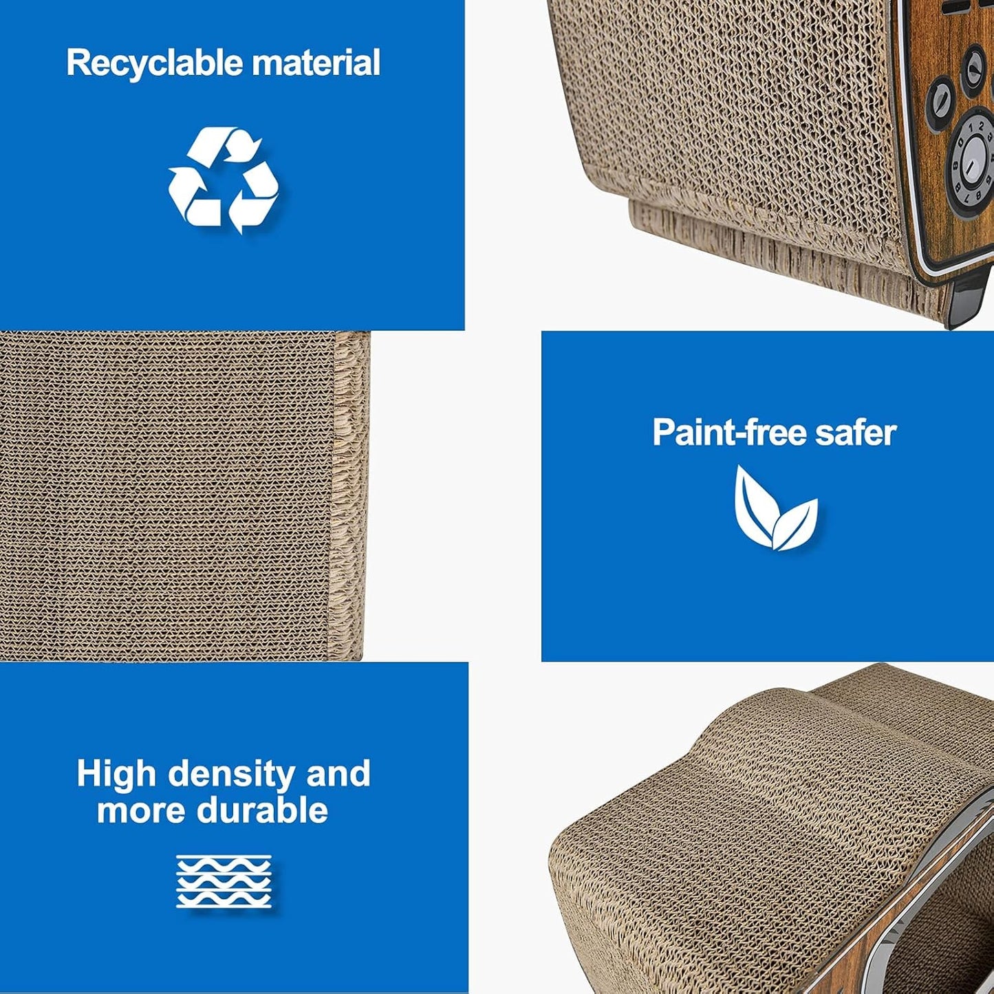 TV Cat Scratcher Cardboard Lounge Bed, Cat Scratching Board, Durable Board Pads Prevents Furniture Damage