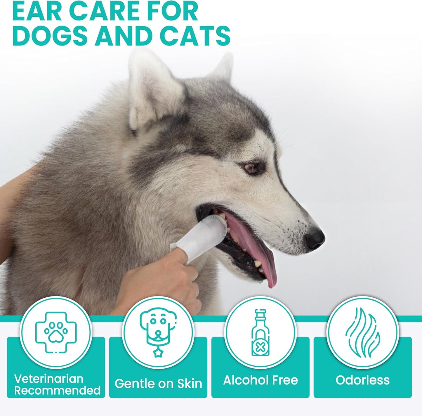 Dog Dental Wipes – 60 Count Natural Pet Dental Finger Wipes for Dogs, Cats – Odorless and Safe Dog and Cat Teeth Cleaning Wipes – Dental Wipes for Dogs Teeth Supports Dental Care, Gum Care