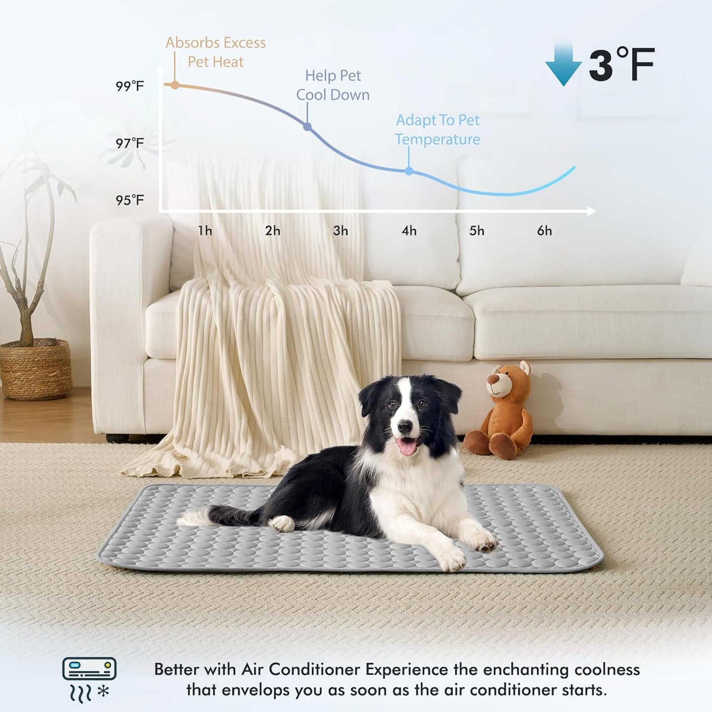 MICROCOSMOS Summer Cooling Mat & Sleeping Pad- Water Absorption Top, Materials Safe, Easy Carry, EZ Clean. Keep Cooling for Pets, Kids and Adults.(Grey, 59" x 40")