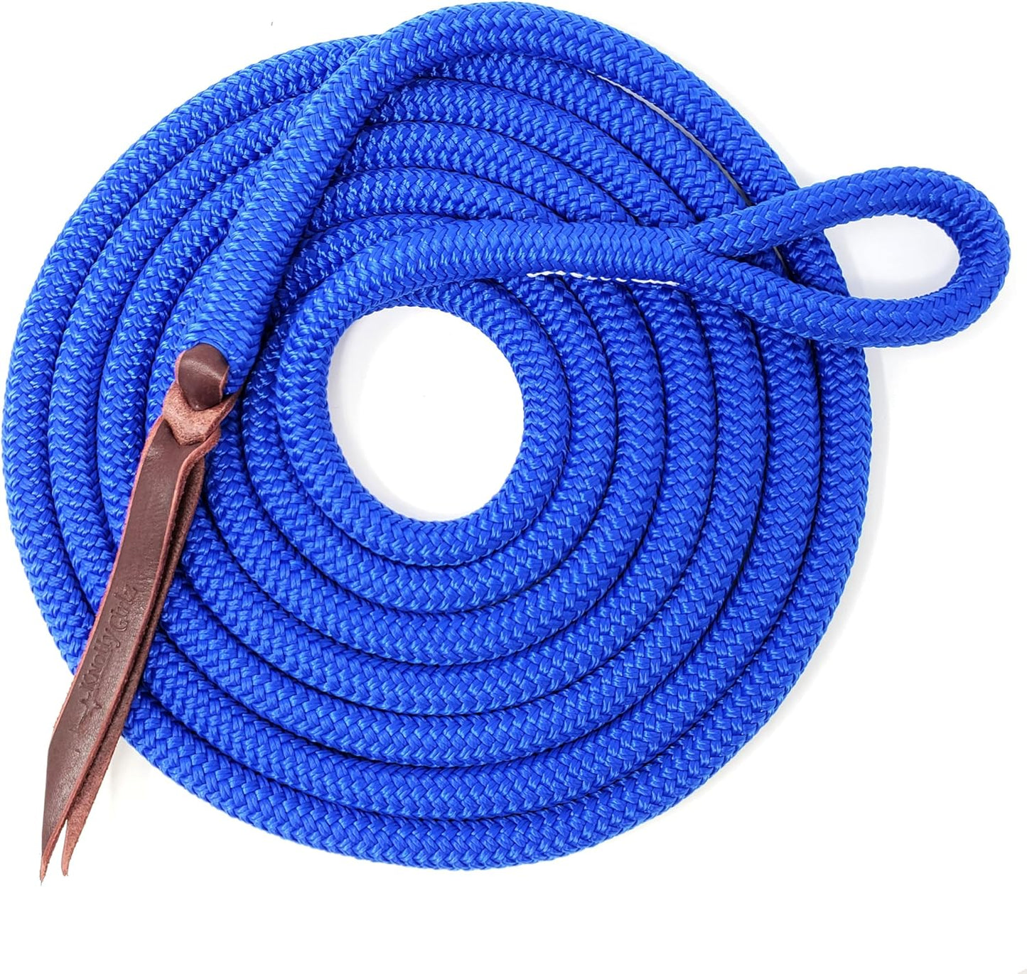 Double Braid Polyester Yacht Horse Lead Rope with Loop 12ft. or 14ft. Lengths (Ultra Marine, 14 ft. No Snap)