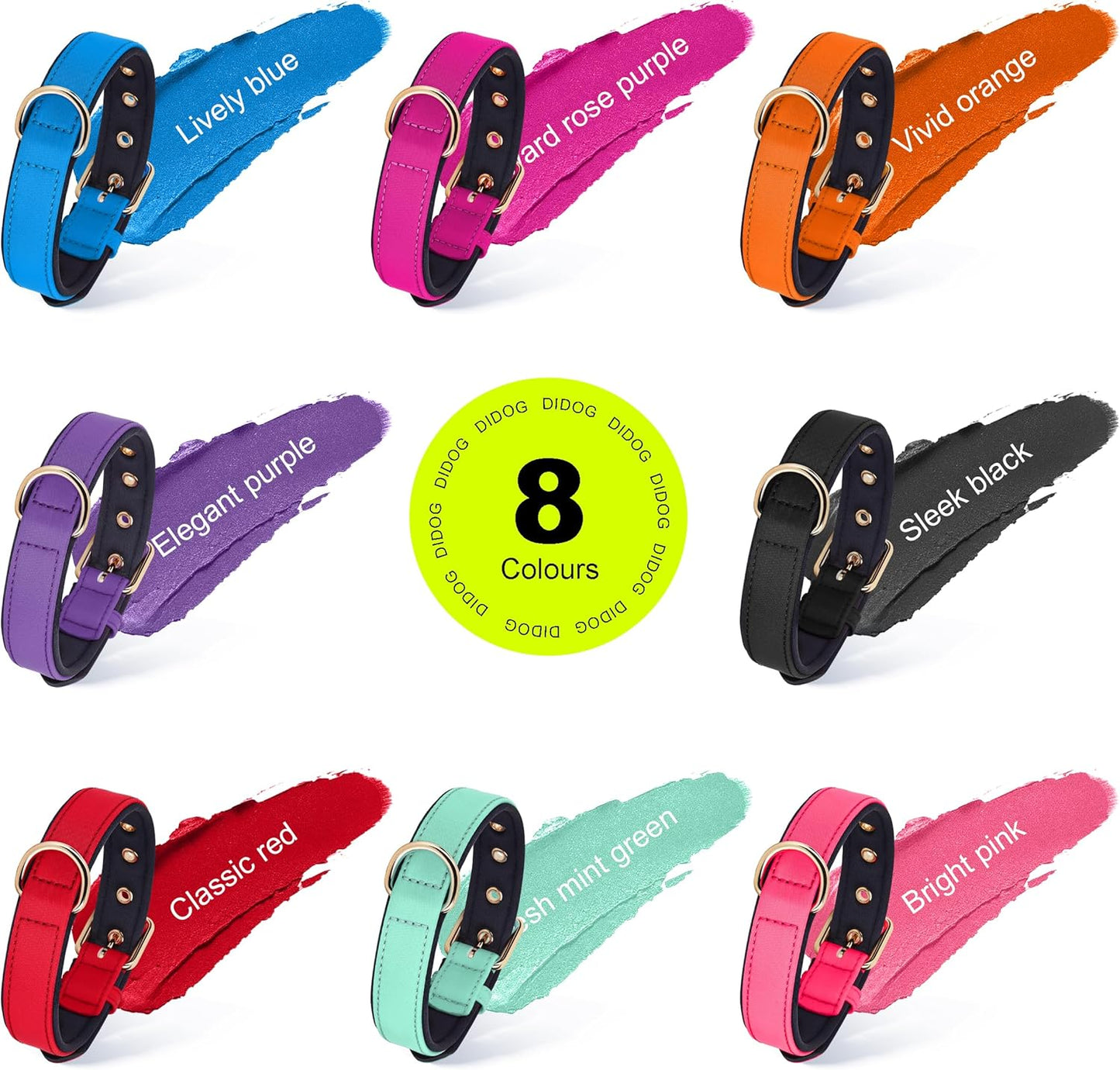 Didog Soft Padded Dog Collars for Small Dogs, Lightweight and Breathable Dog Collar with Metal Buckle for Puppy, Blue, S