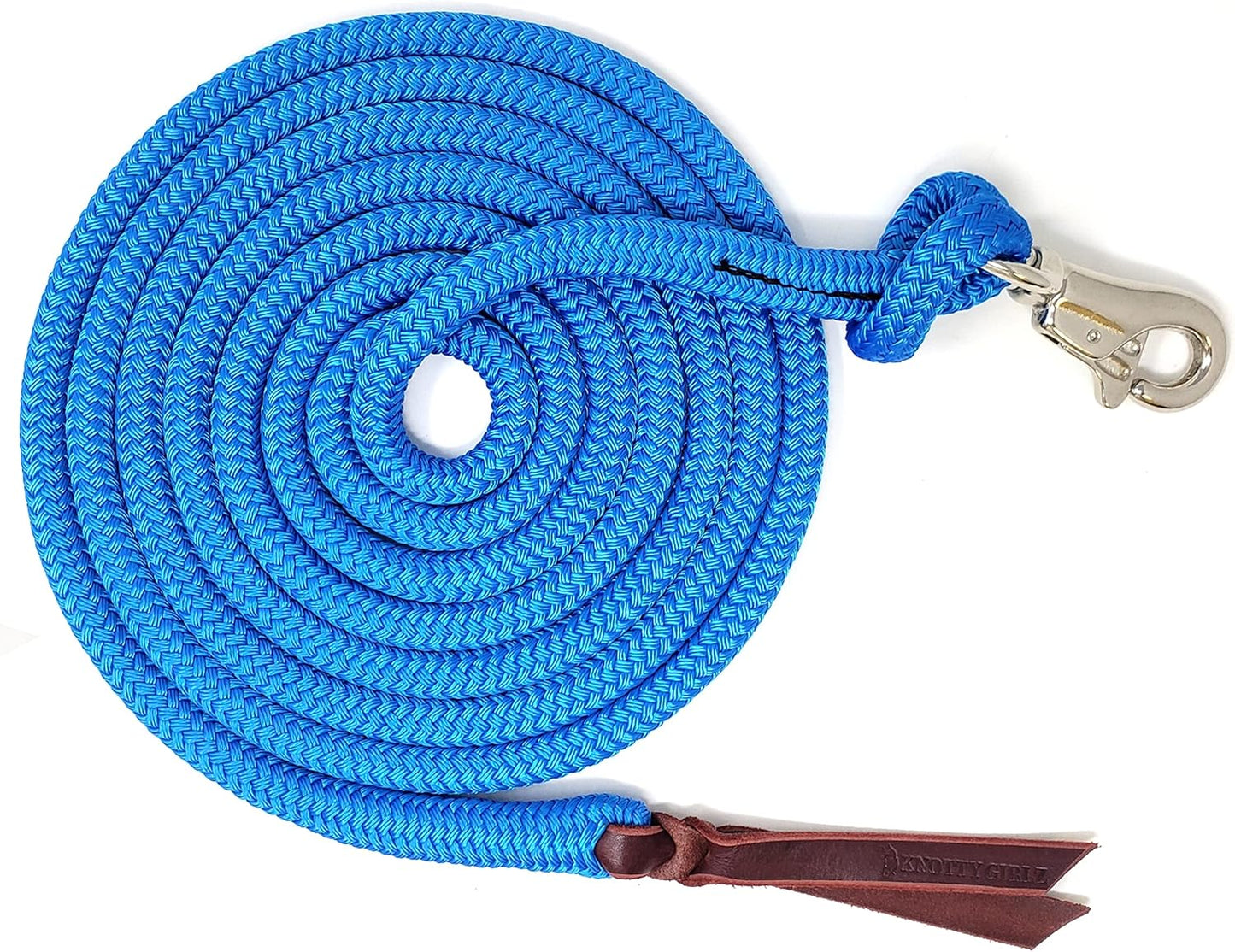 Premium 1/2" Samson EQ Yacht Braid Lead Rope with Nickel Trigger Bull Snap. Option for 12ft, 14ft and 16ft Lengths (Blue, 12 FT)