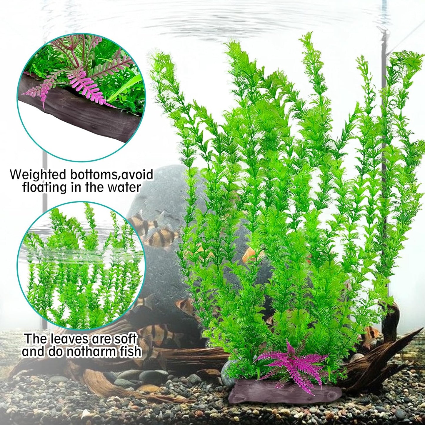Hamiledyi Aquarium Plastic Plants Aquarium Decor Artificial Fish Tank Plants,Tall Fish Tank Decorations, Extra Large Aquarium Plant 20.4-inch Tall,2PCS