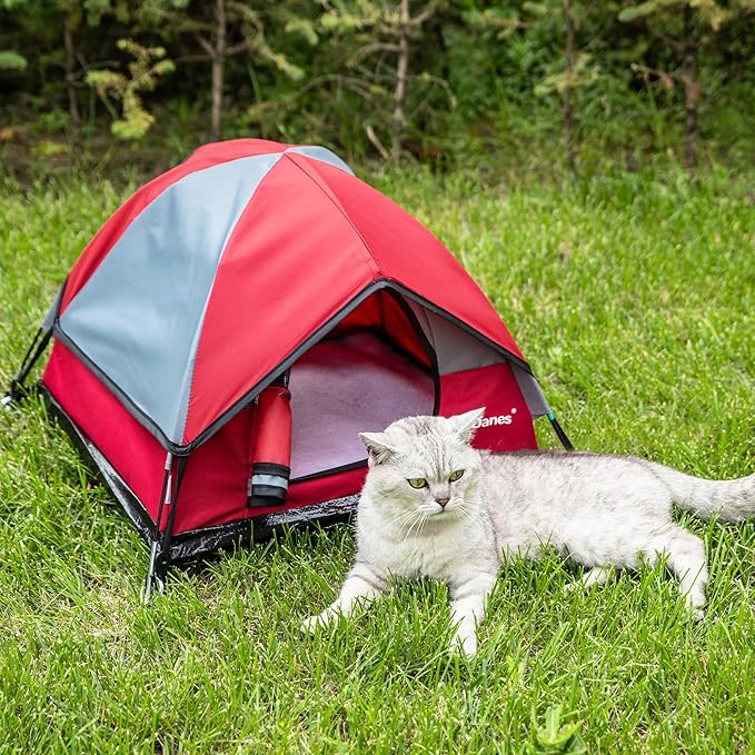 GDanes Cat House Portable Indoor/Outdoor Red Cat Tent for Cats and Small Dogs with Soft Pad