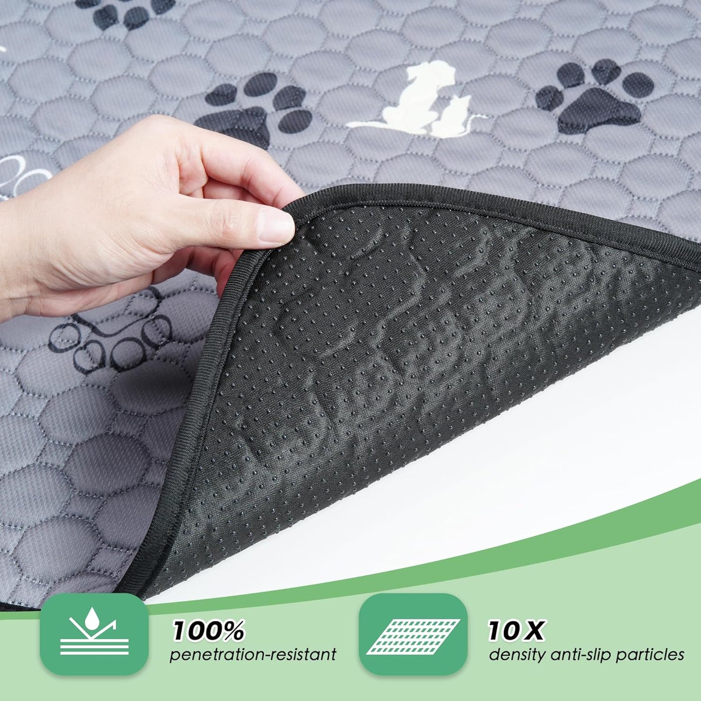Washable Pee Pads for Dogs Mat, 2 Pack Absorbent Reusable Training Dog Pads Pet Puppy Pads, Non-Slip Potty Pads for Whelping, Playpen, Crate, Bed, Grey 32"x52"