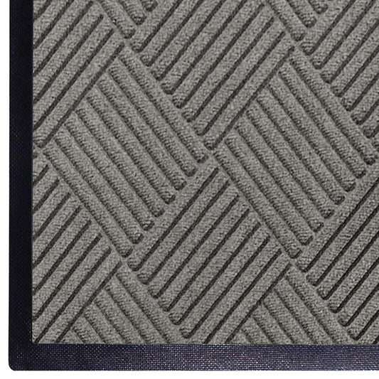 WaterHog Diamond | Commercial-Grade Entrance Mat with Rubber Border – Indoor/Outdoor, Quick Drying, Stain Resistant Door Mat (Medium Grey, 4' x 12')
