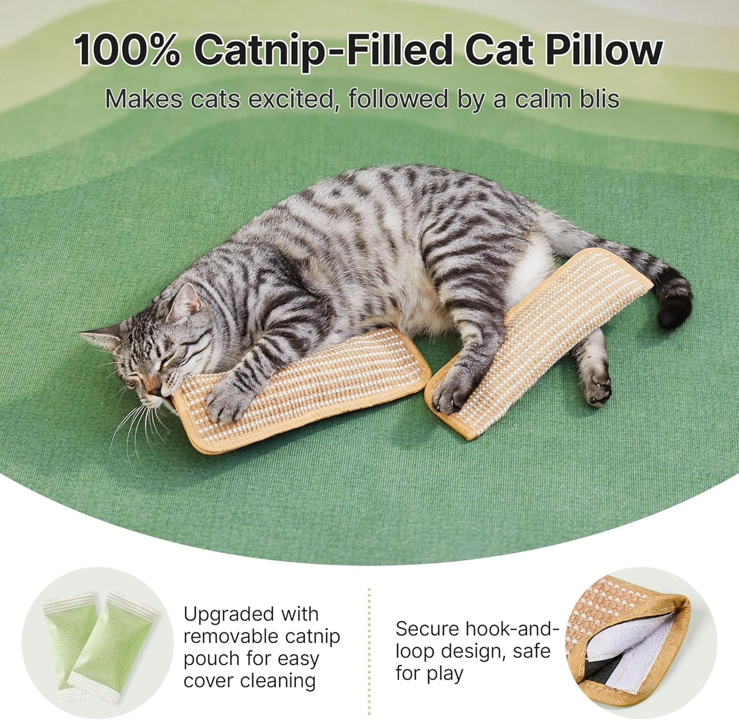 Potaroma Cat Toys Pack of 2 with 6000mg A+ Organic Catnip, Soft Sisal Material Indoor Kitten Scratching and Kicker Toys, Drives Bored Cats Crazy with Fun Interactive Chew