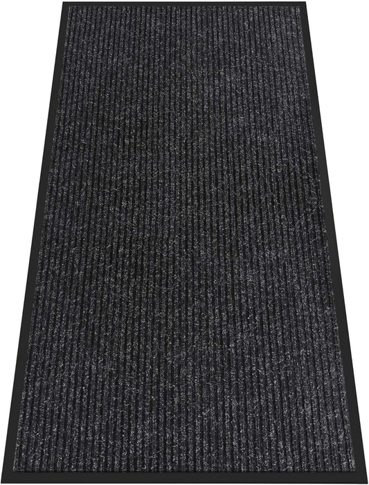 Indoor Outdoor Door Mat, 4' x 2' Doormat for Entryway, Rubber Backing Non Slip Front Door Mat Outside Entrance, Super Absorbent Commercial Floor Mat for Home Office, Black