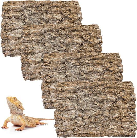 4PCS Cork Terrarium Background 15.7x11.8in Natural Cork Large Bark Climbing Mat Habitat Decoration Chameleons, Lizards, Turtles Glass Jar Decoration