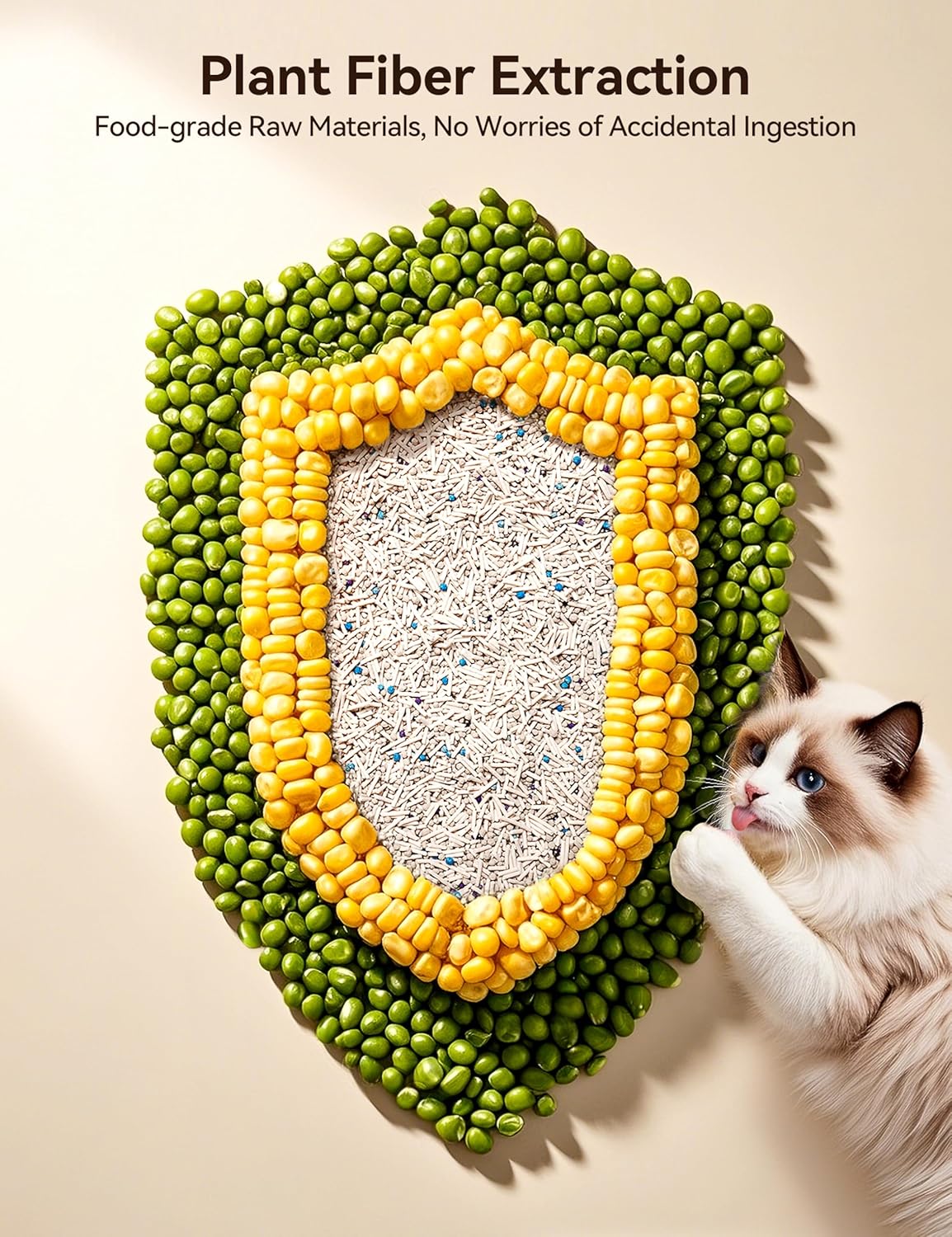 Meowant 5-in-1 Mixed Cat Litter, Natural Bentonite Tofu Clumping Cat Litter, Ultra Absorbent, Fast Clumping, Dust-Free, Odor Control, Flushable, 7.9lbs*2