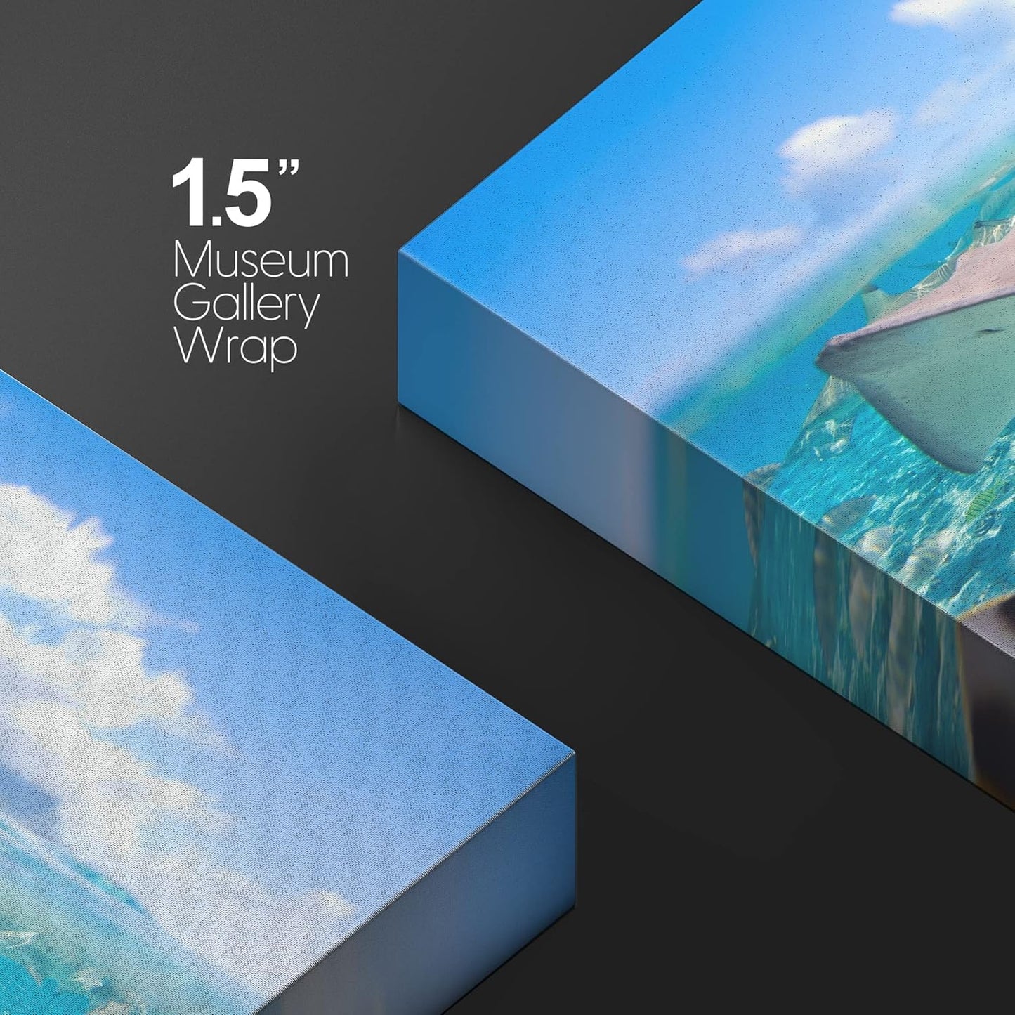 wall26 Canvas Print Wall Art Stingray & Striped Fish Under The Sea Nature Ocean Photography Realism Nautical Scenic Relax/Calm Multicolor Ultra for Living Room, Bedroom, Office - 24"x36"