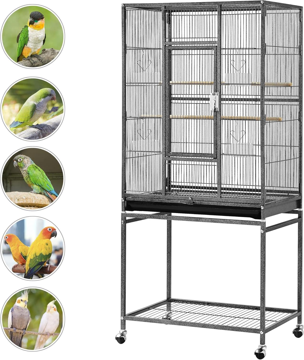 Yaheetech 54-inch Wrought Iron Standing Large Parrot Parakeet Flight Bird Cage for Small Parrot Sun Parakeet Green Cheek Conure Lovebird Budgie Finch Canary Bird Cage with Stand