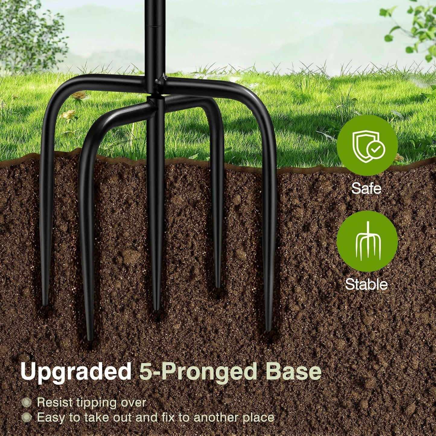 Daoeny Heavy Duty Bird Baths for Outdoors, 35In Outdoor Freestanding Birdbaths & Birdfeeder, Bird Bath Feeder Bowl with Metal Stake Garden Patio Yard Lawn Decor, Upgraded 5-Pronged Base (Brown)