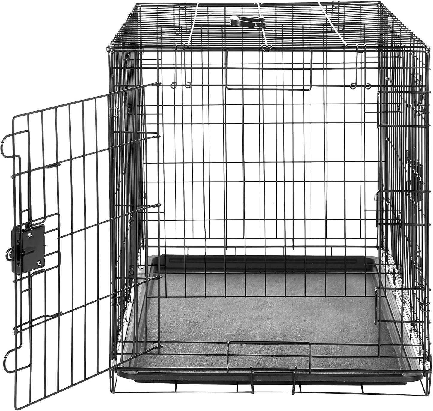 Amazon Basics Durable, Foldable Metal Wire Dog Crate with Tray, Double Door, 36 x 23 x 25 in, Black