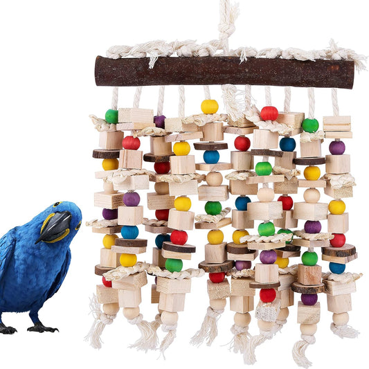 Deloky Large Bird Parrot Chewing Toy -Natural Wooden Blocks Bird Parrot Tearing Toys Suggested for Large Macaws cokatoos,African Grey and a Variety of Amazon Parrots (Natural)