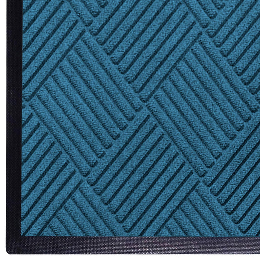 WaterHog Diamond | Commercial-Grade Entrance Mat with Rubber Border – Indoor/Outdoor, Quick Drying, Stain Resistant Door Mat (Medium Blue, 3' x 4')