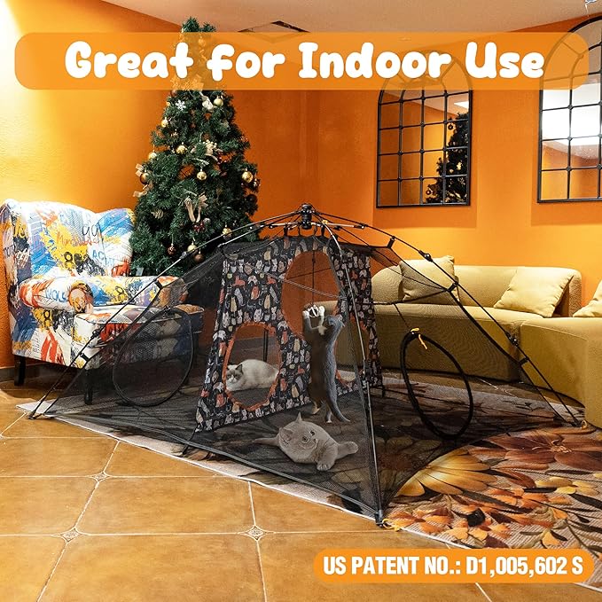 Outdoor Cat Play Tent for Indoors and Outdoors (X- Large Portable Pet House, Outdoor Cat Enclosure for Cats, Rabbits and Small Animals Easy to Connect with Run Tunnels, Cubes (Patented)