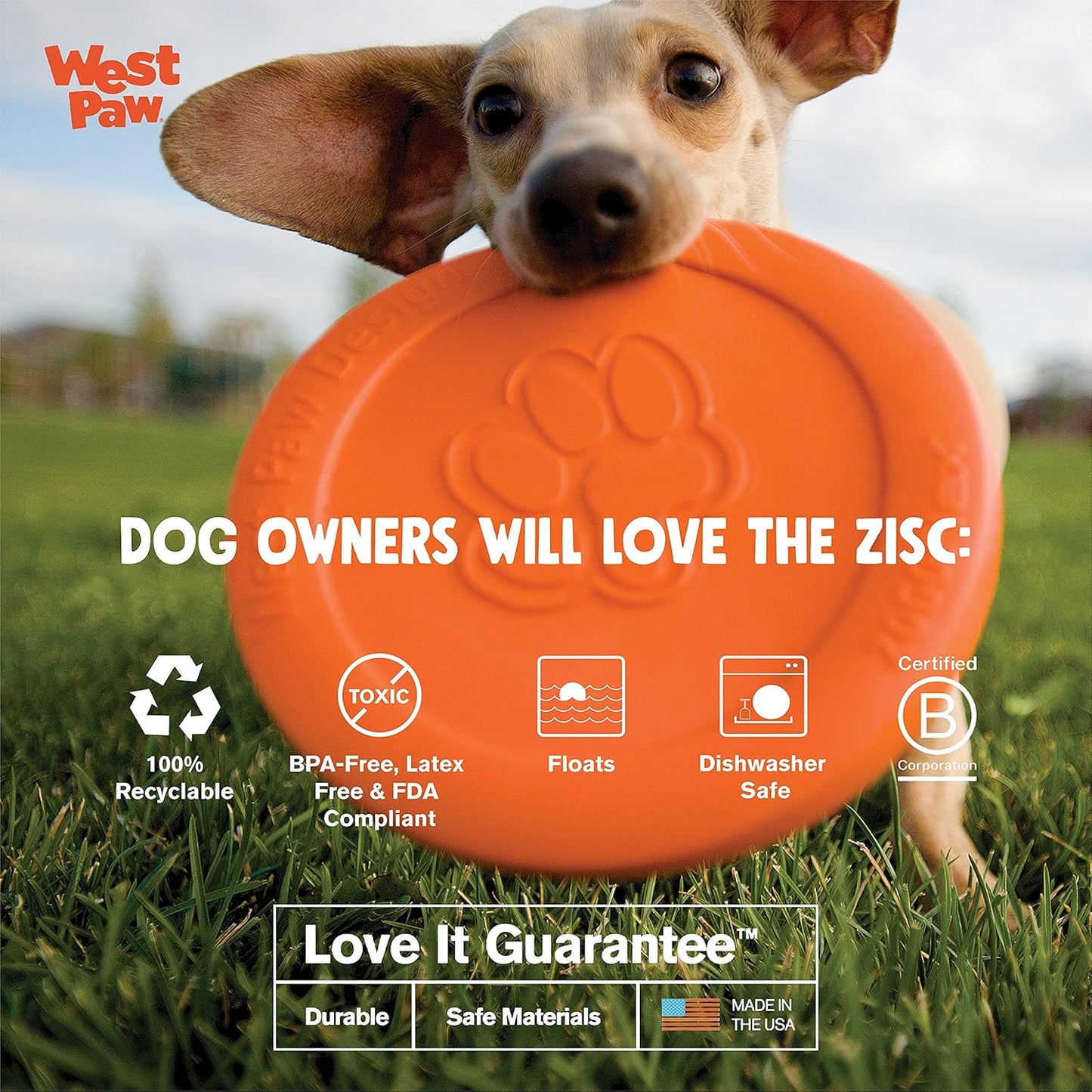 West Paw Zogoflex Zisc Dog Flying Disc, High Flying Aerodynamic Disc for Dogs Puppy – Lightweight, Floatable Disc for Fetch, Tug of War, Catch, Play – Doubles as Food/Water Bowl, Small 6.5", Aqua Blue