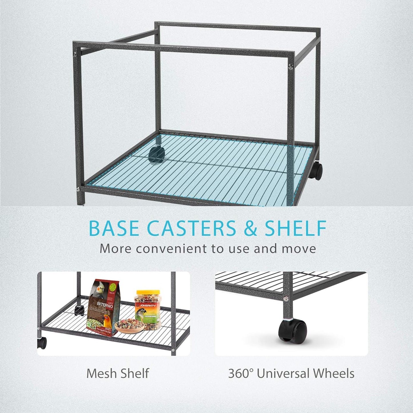 VIVOHOME 54 Inch Wrought Iron Large Bird Flight Cage with Rolling Stand for Parakeets Canaries Cockatiels Lovebirds Conures, Black