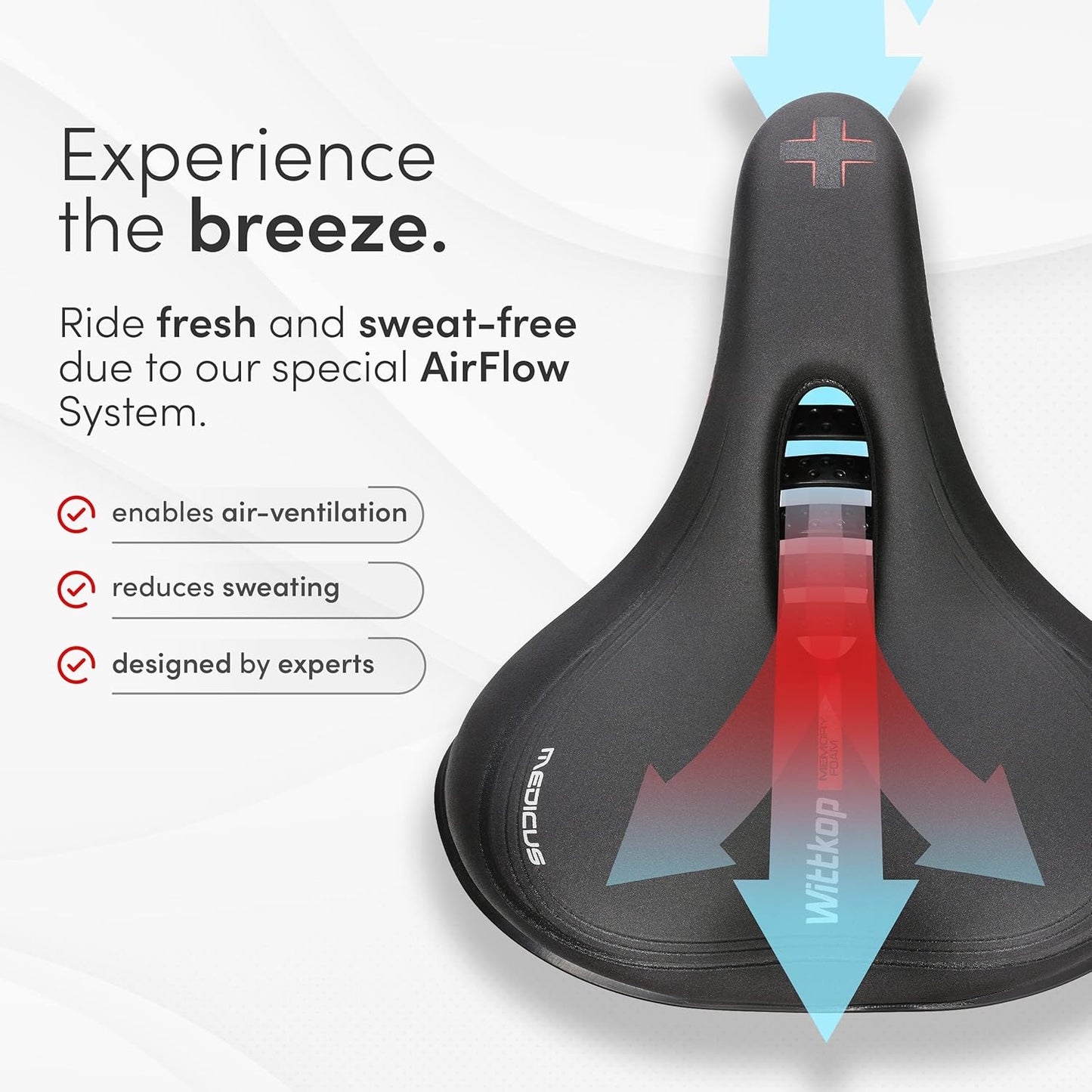 Wittkop Bike Seat I Bicycle Seat for Men and Women, Waterproof Bike Saddle with Innovative 5-Zone-Concept I Exercise Bike Seat for BMX, MTB & Road